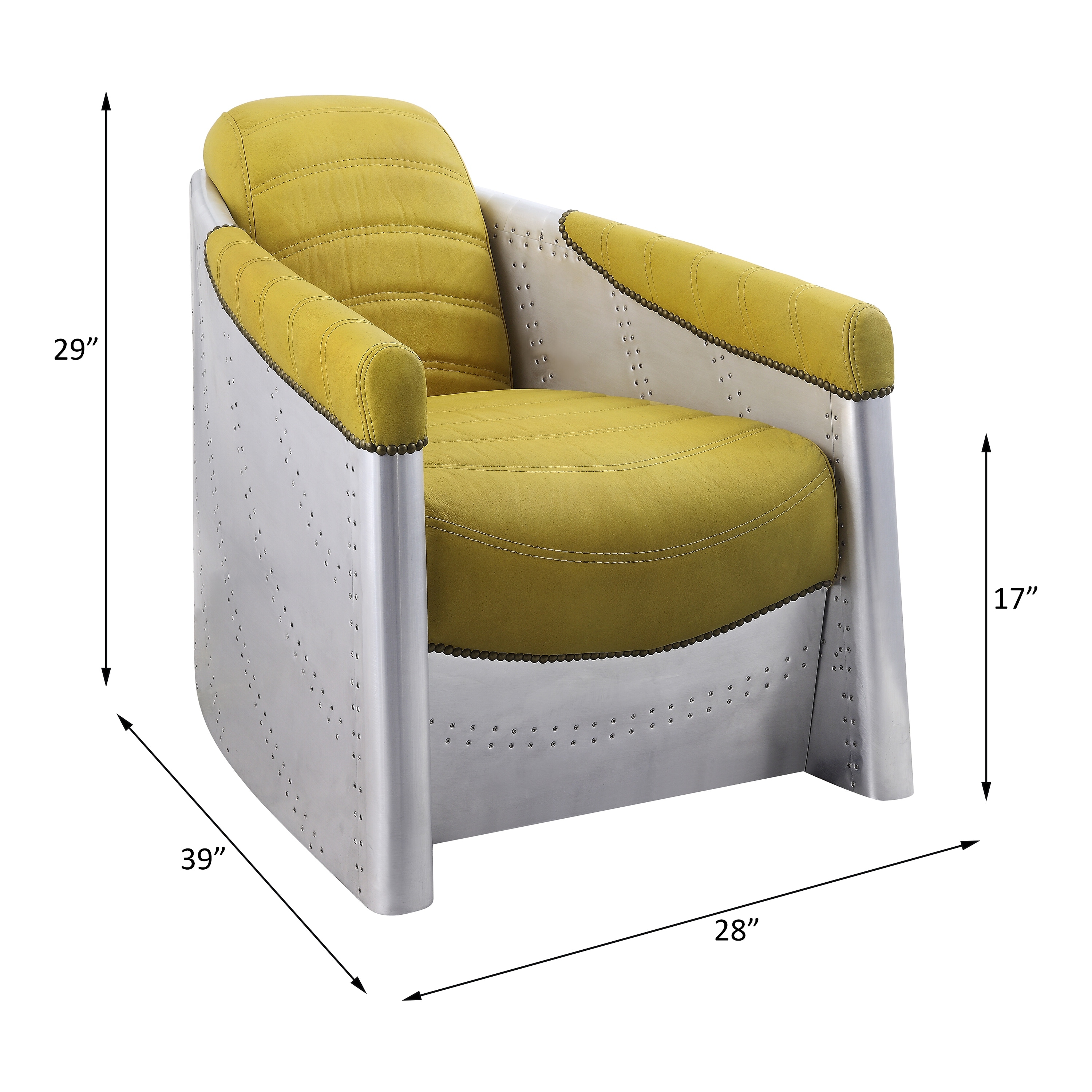 ACME Brancaster Sloped Arm Tufted Accent Chair in Yellow and