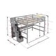 preview thumbnail 5 of 16, Full Size Loft Bed with Display Stand Desk Underneath, Wood High Loft Bed Frame with Storage Staircase and Storage Shelves