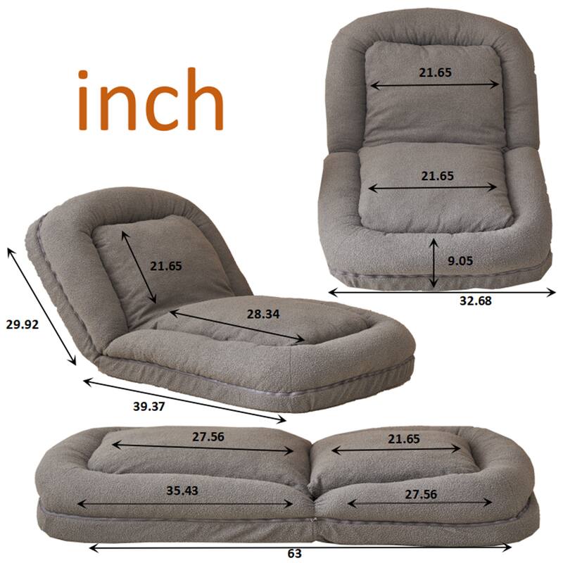 Triple Fold Sofa Bed Bean Bag Sofa Lazy Sofa with Adjustable Backrest for Living Room Bedroom