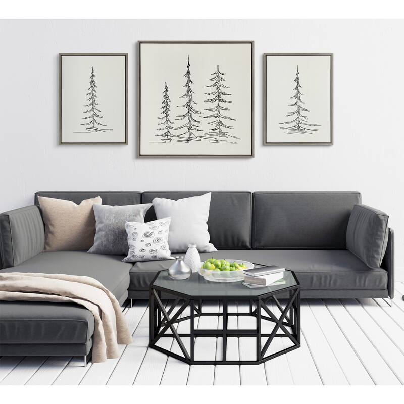 Kate and Laurel Sylvie Trees Canvas by The Creative Bunch Studio