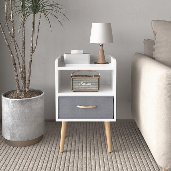 Cute Small Kids Nightstand with Removable Fabric Drawer 2 Tier Storage End Table Wood Side Table with Storage Shelf On Sale Bed Bath Beyond 40260630