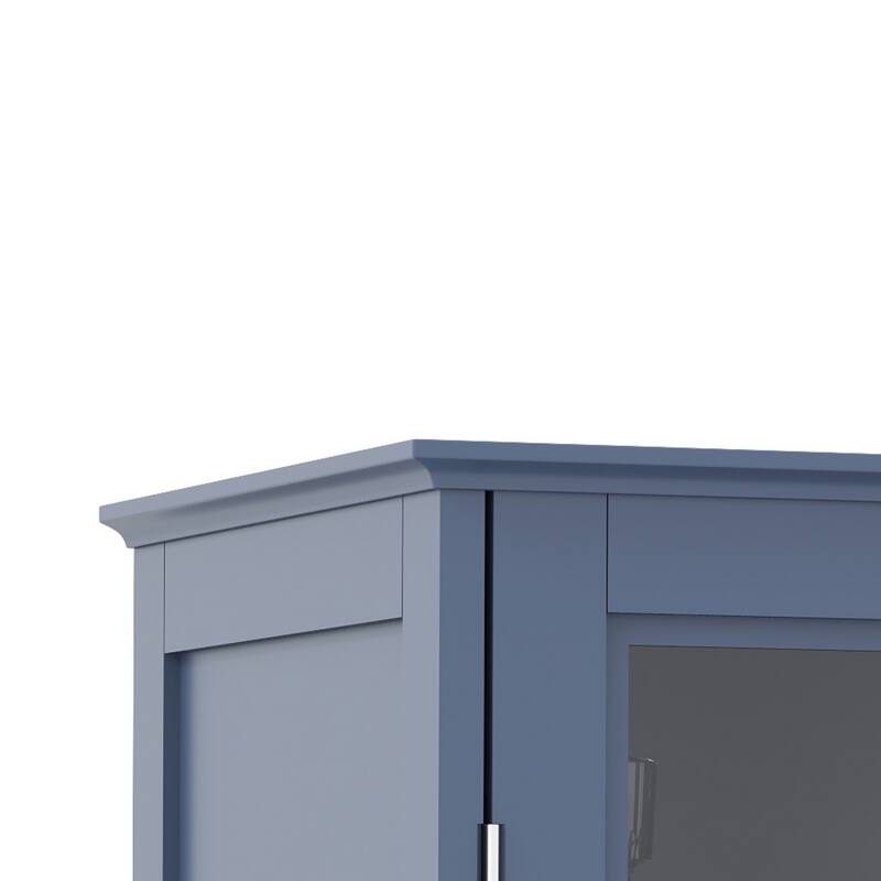 Buffet Cabinet with 2 Glass Doors & Drawer, Multifunctional Wooden Storage Cabinet, Coffee Bar Table with Adjustable Shelf