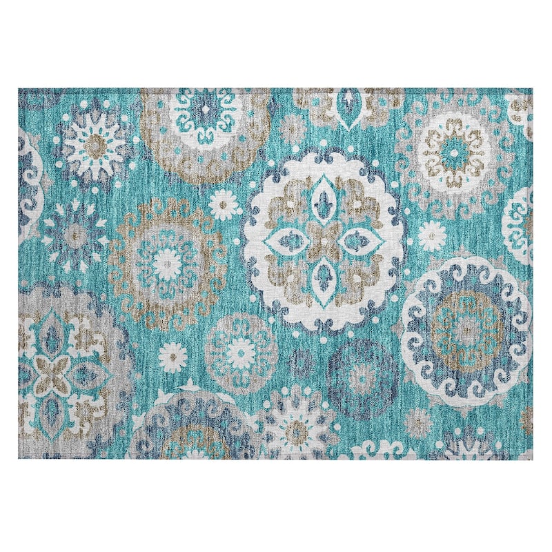 Machine Washable Indoor/ Outdoor Chantille Casual Medallion Rug