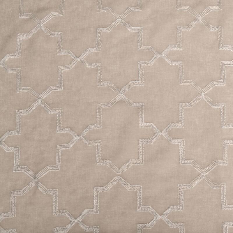 Superior Decorative Quatrefoil Embroidered Sheer Curtain Set with 2 Panels
