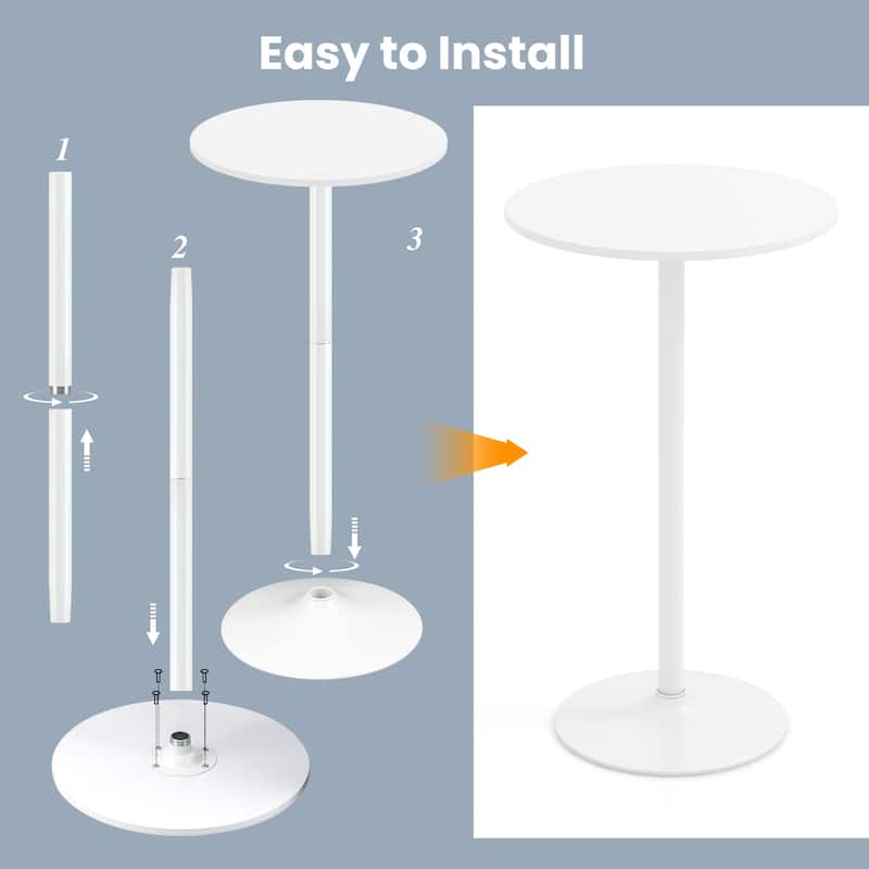 Gymax Round Bar Table Set of 2 w/Adjustable Height & Metal Base Modern