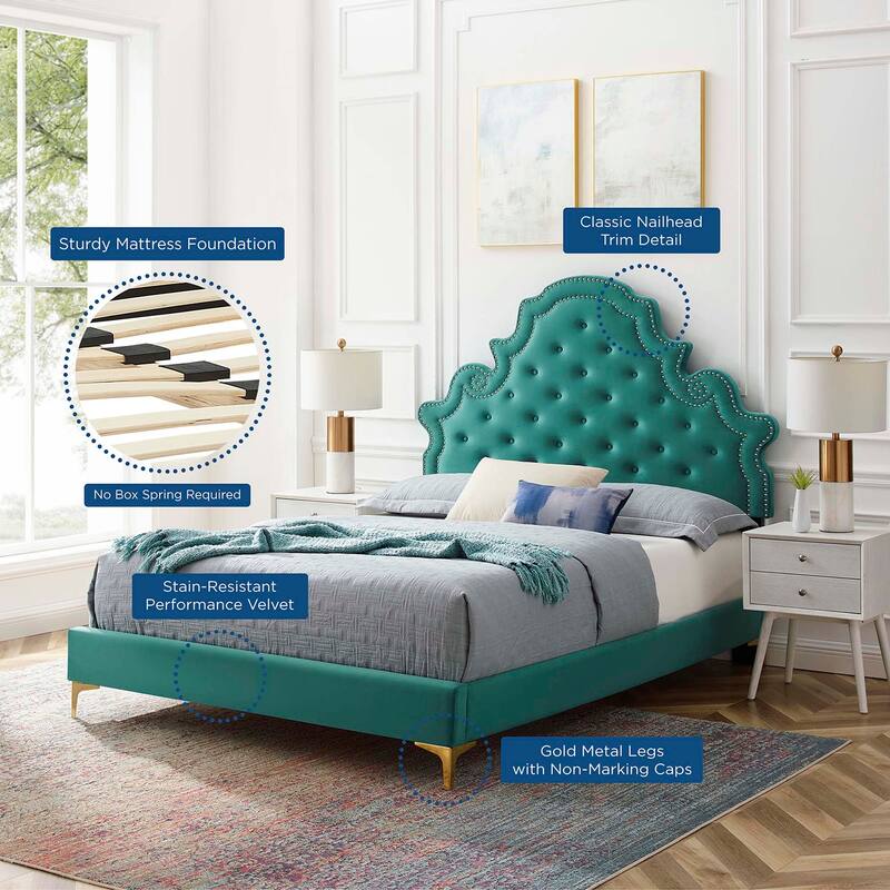 Gwyneth Tufted Performance Velvet Full Platform Bed