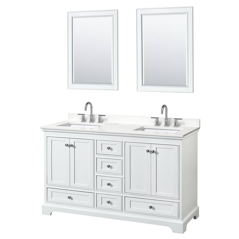 Wyndham Collection WCS202060D-QTZ-US3M24 Deborah 60" Free Standing - White / White Quartz Top / Polished Chrome