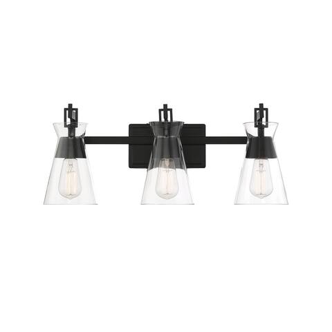 Savoy House Lakewood 3-Light Bathroom Vanity Light with Clear Glass Shades (24" W x 9.5"H)