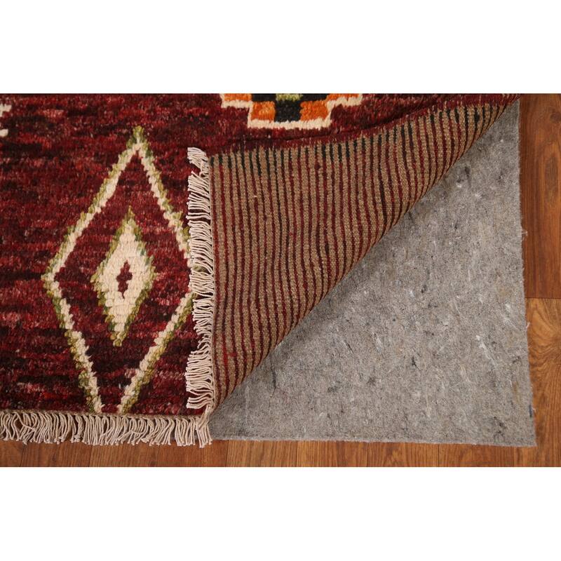 Hand Knotted Oriental 100% Wool Carpet Modern Tribal Red Moroccan Area Rug - 7' 9'' X 5' 8''