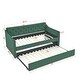 preview thumbnail 8 of 10, Twin Size Daybed with Twin Size Trundle Upholstered Tufted Sofa Bed, Waved Shape Arms(80.5"x44.5"x33.5") Green