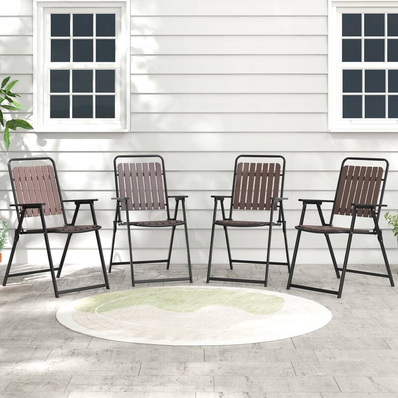 Gymax 4 pcs Patio Folding Chairs Portable Outdoor Dining Chairs w/ PP