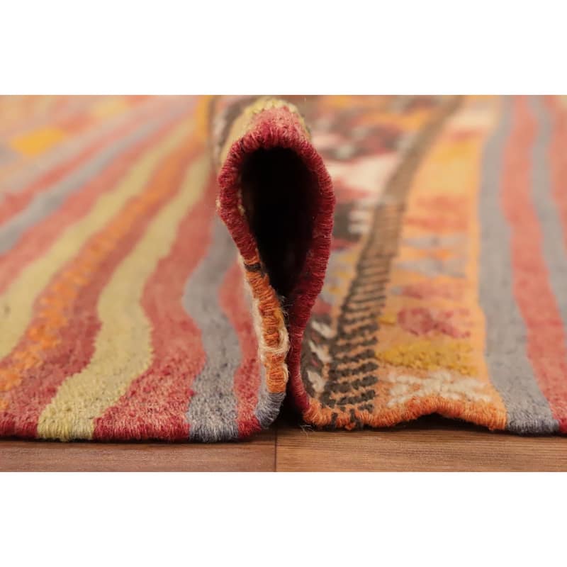 Hand Woven Oriental 100% Wool Carpet Southwestern Tribal Multi-Colored Kilim Area Rug - 11' 2'' X 5' 9''