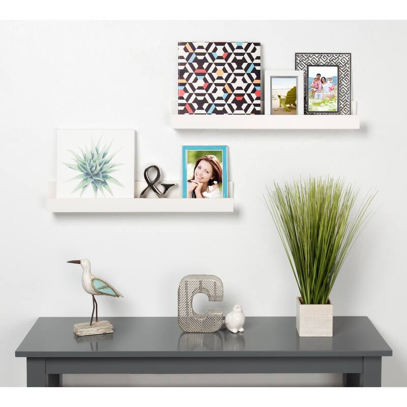 Levie 24 inch 2-Pack Wood Wall Picture Frame Holder Ledge