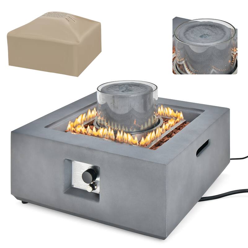 28'' Patio Fountain Fire Pit Table 50,000 BTU Propane Fire Pit - Grey