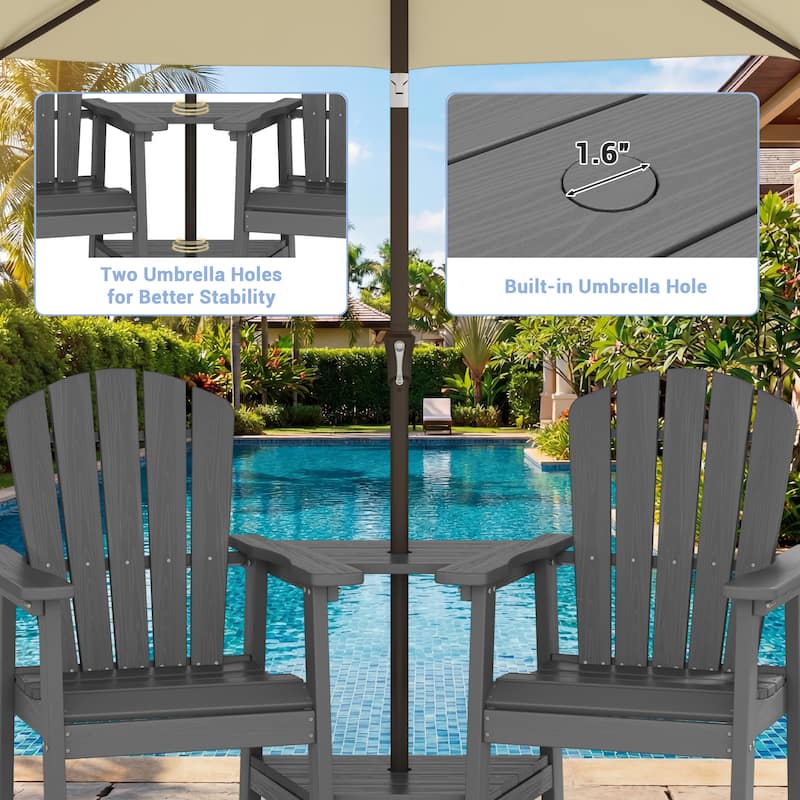 Outdoor Tall Adirondack Chair Set of 2 with Connecting Tray