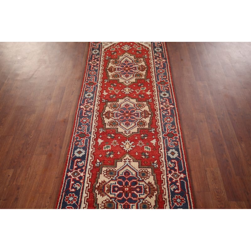 Geometric Heriz Serapi Runner Rug Handmade Wool Carpet - 2'5"x 7'10"