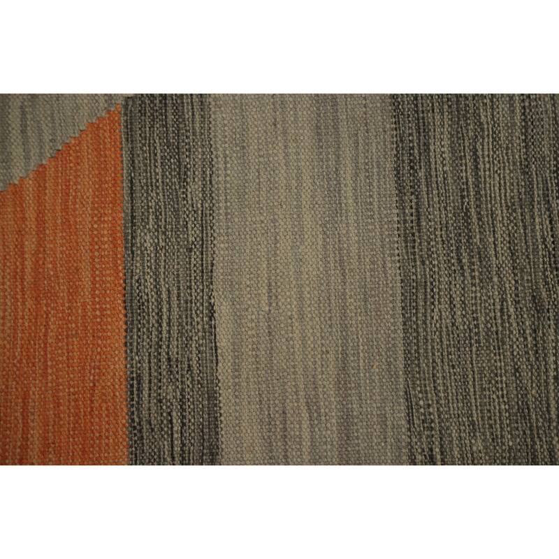 Hand Woven Oriental 100% Wool Carpet Southwestern Modern Greys & Charcoal Kilim Area Rug - 5' 0'' X 3' 3''