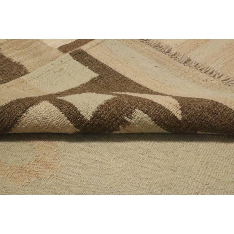 Hand Woven Oriental 100% Wool Carpet Southwestern Tribal Green Kilim Area Rug - 8' 5'' X 5' 2''