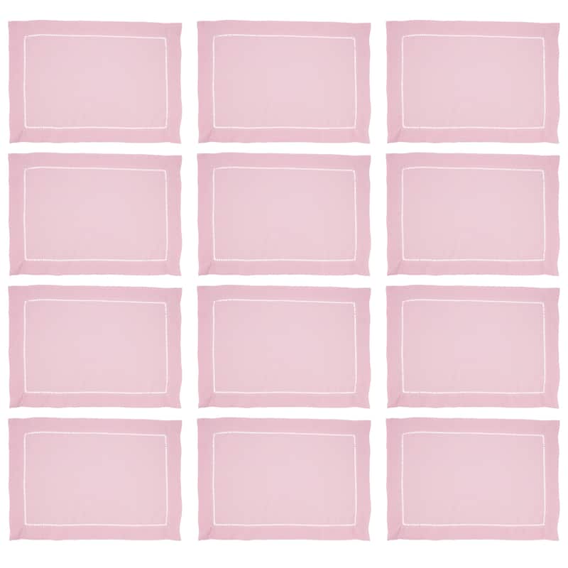 Hemstitched Border Design Table Mats (Set of 12) - 14"x20"