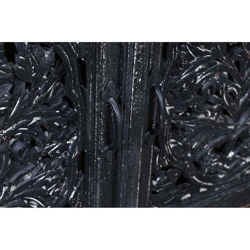 Luna Black Hand carved 2 Door Accent Cabinet