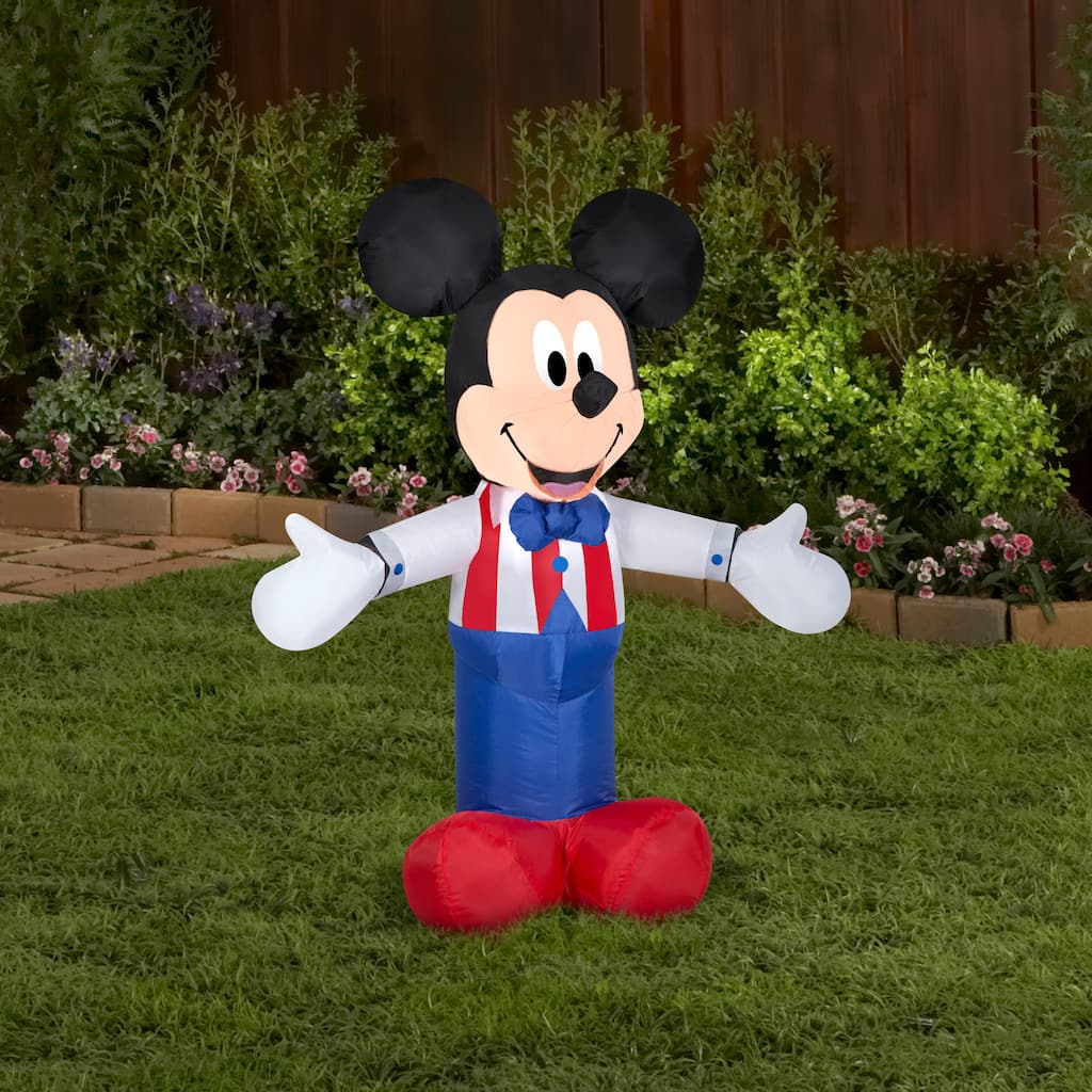 Gemmy Airblown Inflatable Patriotic Mickey Mouse, 3.5 ft Tall, white - 42.13x16.93x34.65