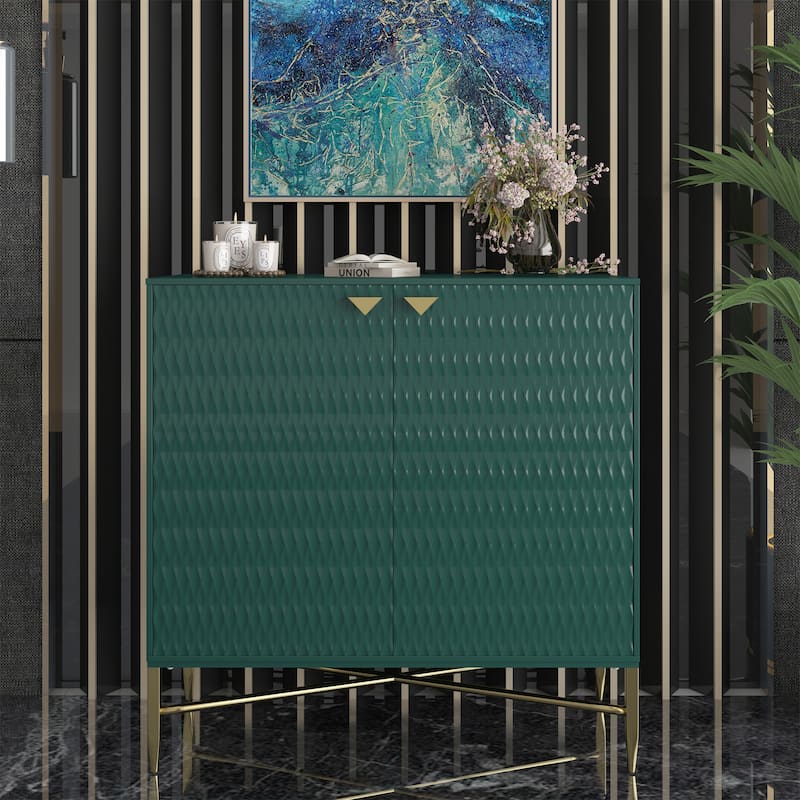Clihome 31.5-Inch 2 Door Sideboard Locker Media Storage Cabinet/Buffet - Green
