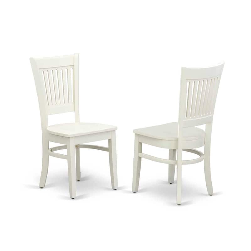 Modern Wooden Dining Chairs - 2 Piece Set - Linen White Finish - Kitchen Dining Room Seating