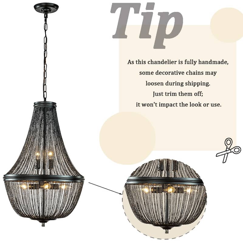 CraftHome Modern 6-Light French Empire Chainmail Chandelier