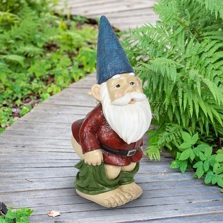 Exhart Good Time Cheeky Chuck Garden Gnome, 17 Inch