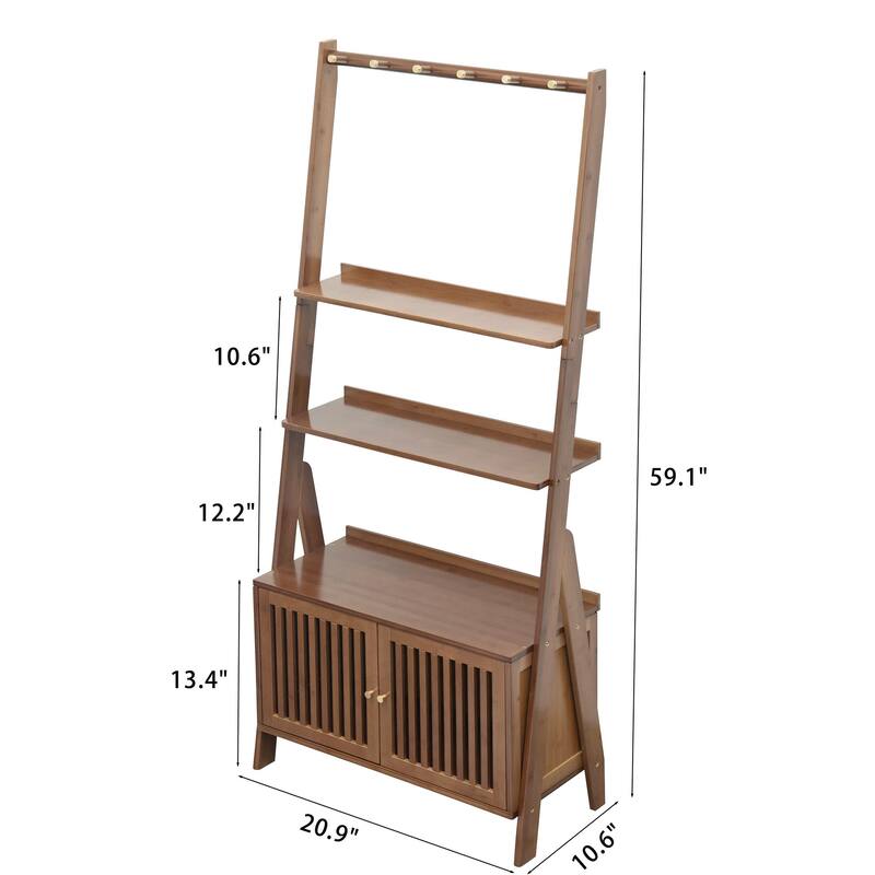 Bamboo Hall Tree with Bench and Shoe Storage