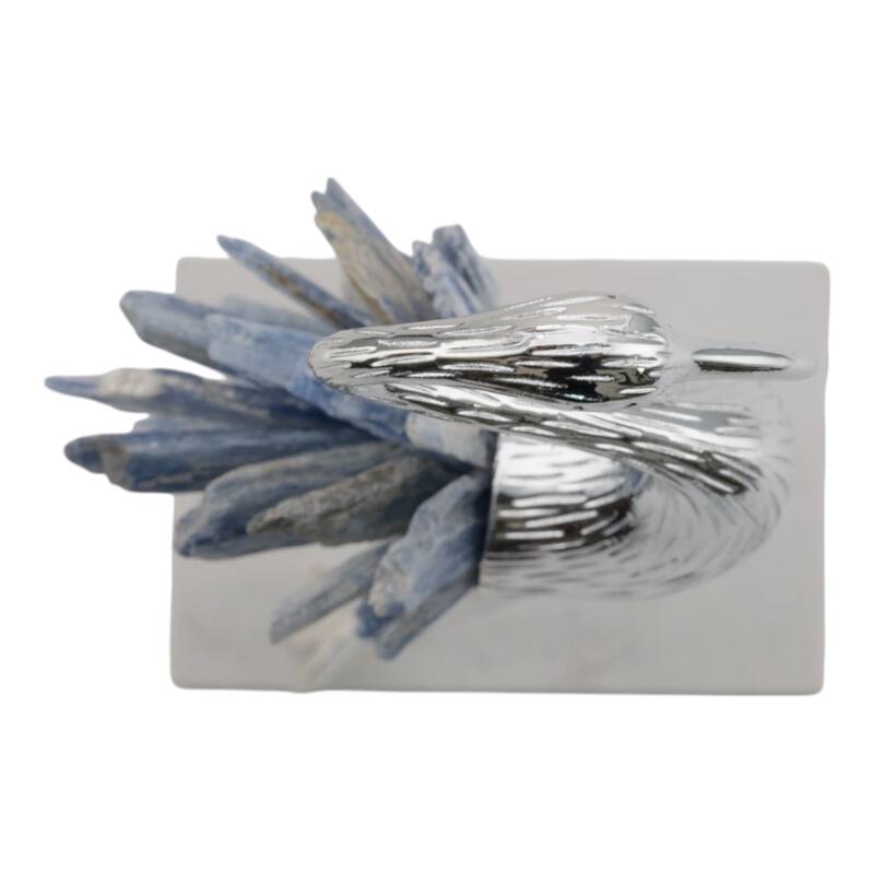 Metal Kyanite Decorative Object Bird Sculpture Handcrafted Accent