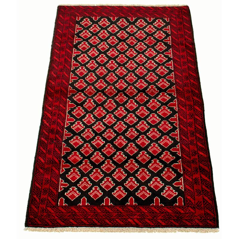 Hand-knotted Herati Red Wool Rug - 3'7 x 6'4/3'7" x 6'4"