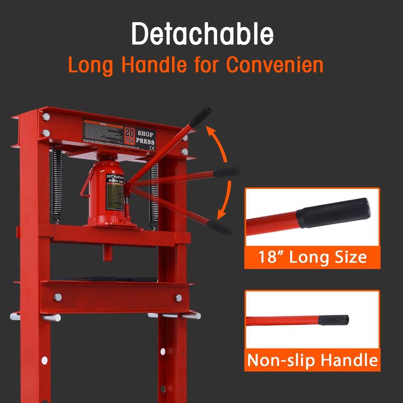 20 Ton Hydraulic Shop Press With Working Table H-Frame Garage Press Including Bending Straightening Pressing Components