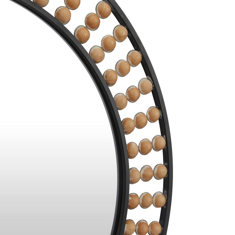 Contemporary Metal Wall Mirror with Beaded Detailing - White or Black