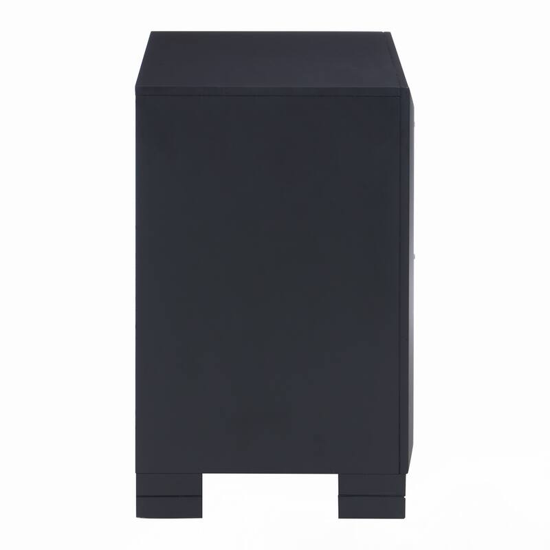 Modern Nightstand of Two Drawers Beveled Acrylic Trim 1pc