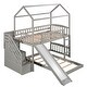 preview thumbnail 31 of 30, Twin over Twin Bunk Bed with Slide, Storage Steps & Playhouse Design