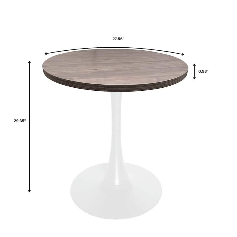 Bristol 27" Round Dining Table with MDF TableTop & White Pedestal Base for Kitchen & Dining Room