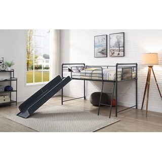 Industrial Style Cordelia Metal Twin Size Loft Bed with Slide - Bed ...