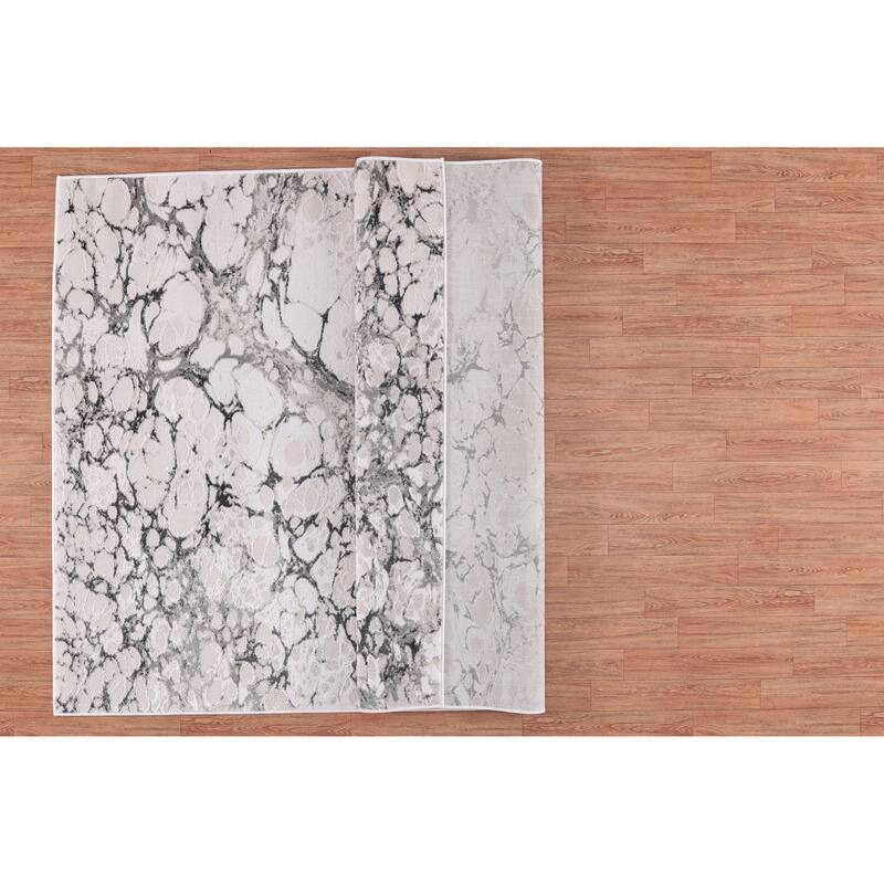 Ilios Collection Textured Abstract Rug - 2' x 3' - Cream and Grey