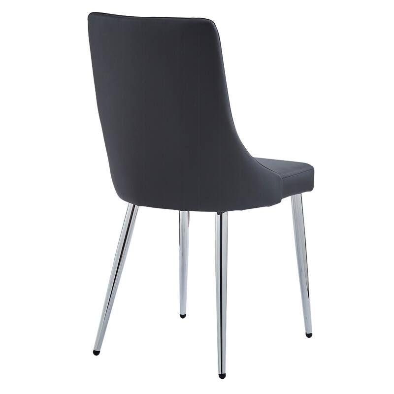 Contemporary Faux Leather and Metal Dining Chair, Set of 4