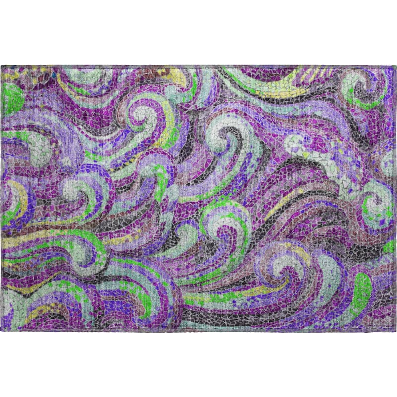 Premium Washable Super Soft Contemporary Mosaic Wave Mayfield Rug