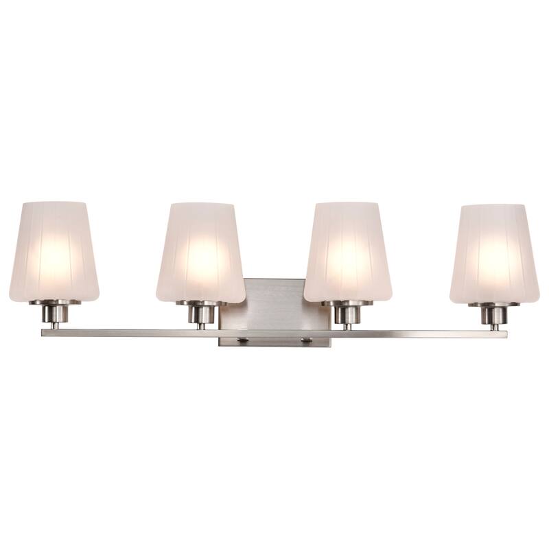 Lune 4 Light Vanity Brushed Nickel Finish Etched White Glass - Brushed Nickel
