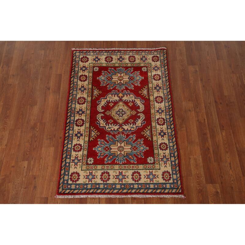 Traditional Red Kazak Accent Rug Hand-Knotted Wool Carpet - 2'8" x 4'1"