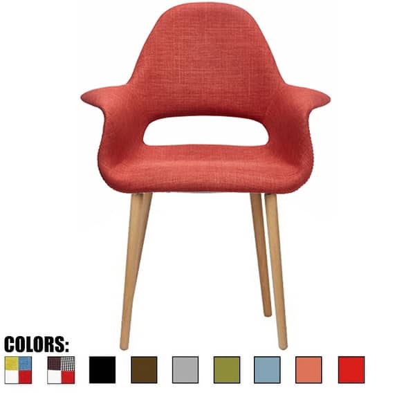 slide 2 of 73, Organic Upholstered Fabric Modern Armchair with Natural Wooden Legs for Dining Room Office or Accent Lounge Side Chair