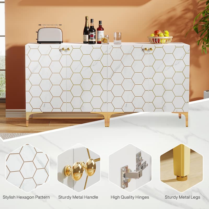 63'' Modern Accent Storage Cabinet with Metal Legs for Living Room Bedroom Kitchen Dining Room