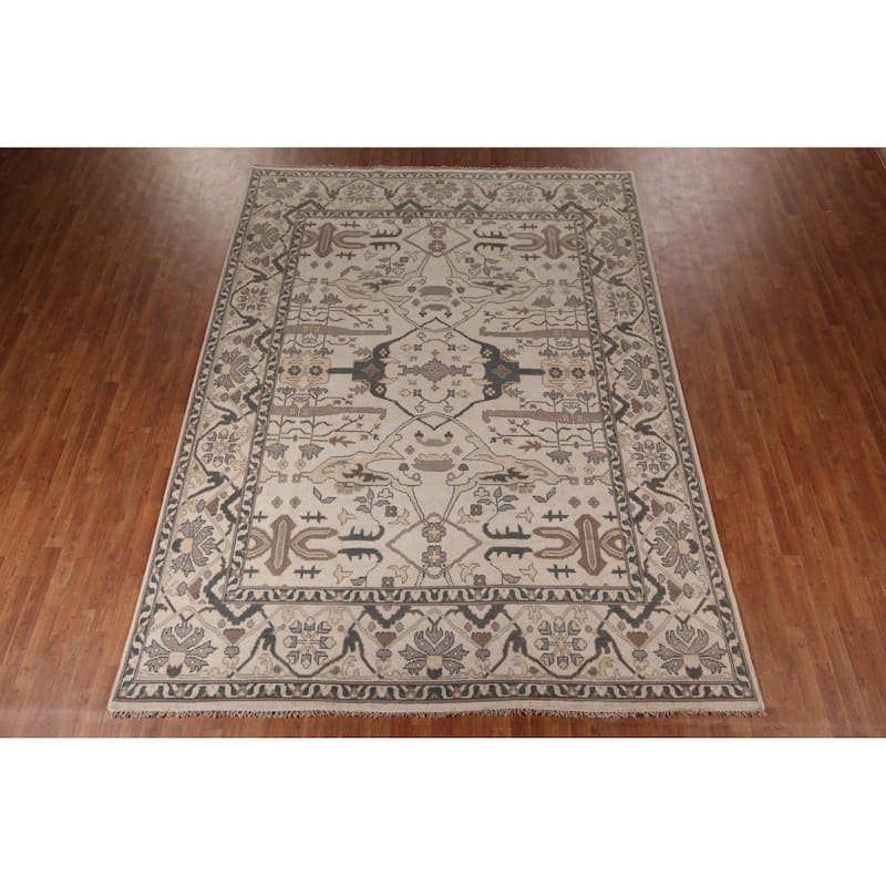 Earth Tone Oushak Area Rug Handmade Wool Carpet - 9'0"x 12'0"