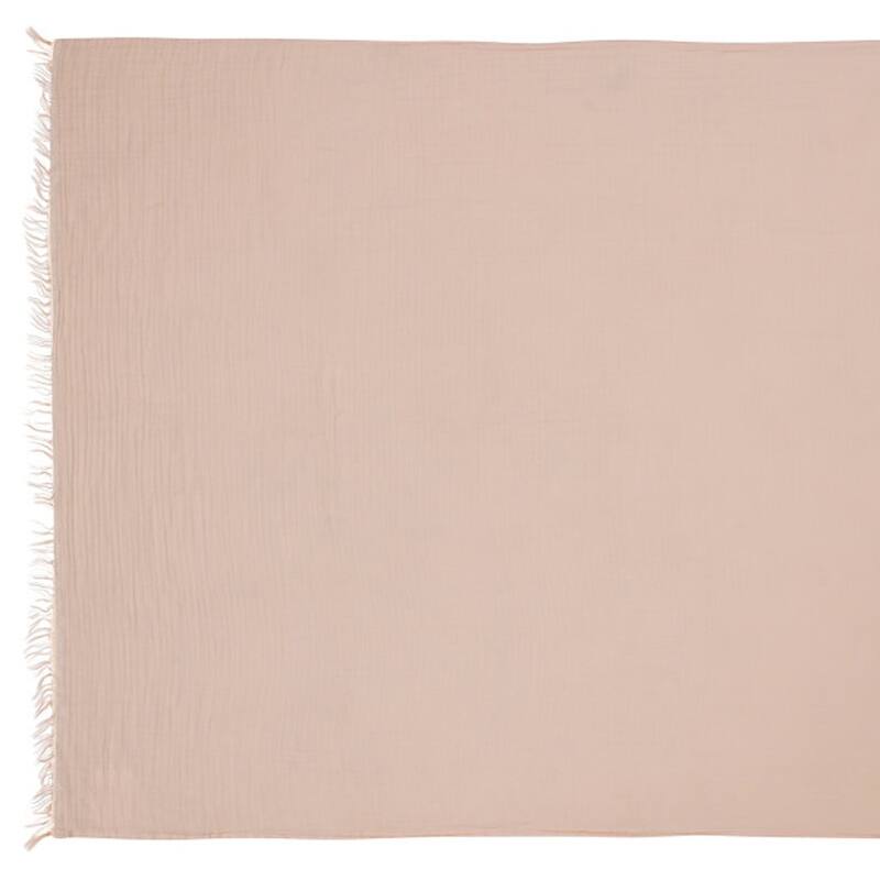 HomeRoots 47" X 60" Blush Cotton Woven Turkish Towel Throw Blanket with Fringe
