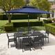 Option Set of 9 - Black Table with Navy Blue Umbrella