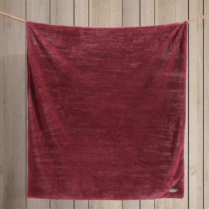Eddie Bauer Ribbed Super Soft Textured- Solid Plush Throw Blanket