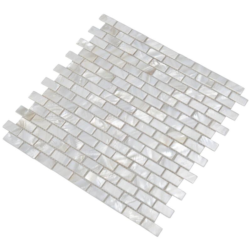 10-Piece White Mother of Pearl Tile Backsplash for Kitchen, Bathroom, Pool Tile, 12''x 12''